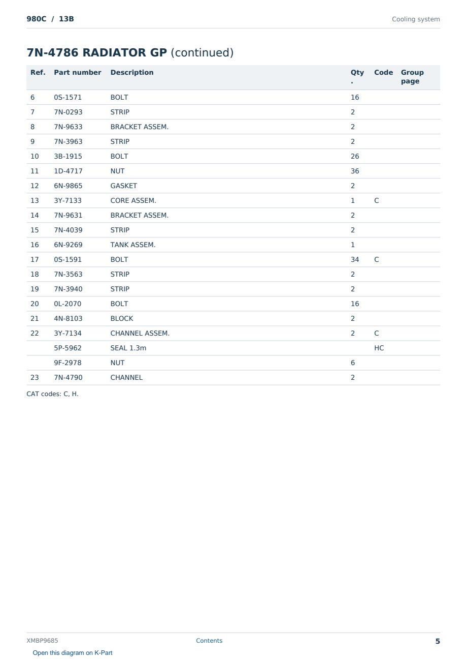 Caterpillar 980C S/N 13B Partsbook XMBP9685 (English) - sample page 5 of 10 Caterpillar 980C S/N 13B Partsbook XMBP9685 (English) - sample page 5 of 10