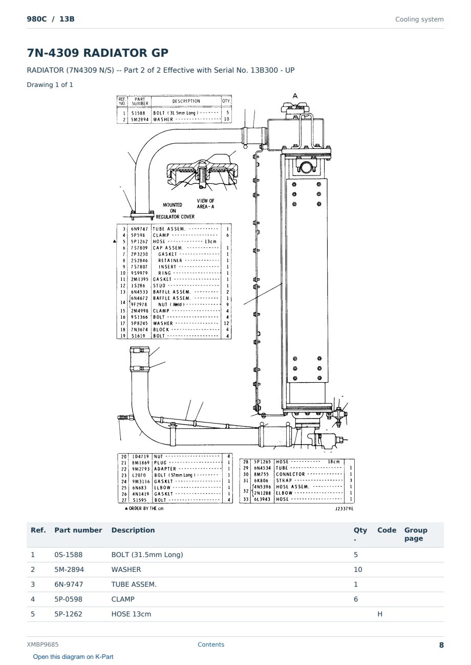 Caterpillar 980C S/N 13B Partsbook XMBP9685 (English) - sample page 8 of 10 Caterpillar 980C S/N 13B Partsbook XMBP9685 (English) - sample page 8 of 10