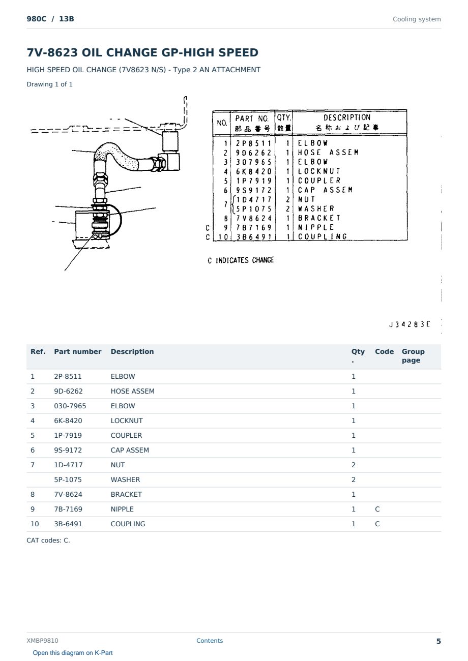 Caterpillar 980C S/N 13B Partsbook XMBP9810 (English) - sample page 5 of 10 Caterpillar 980C S/N 13B Partsbook XMBP9810 (English) - sample page 5 of 10