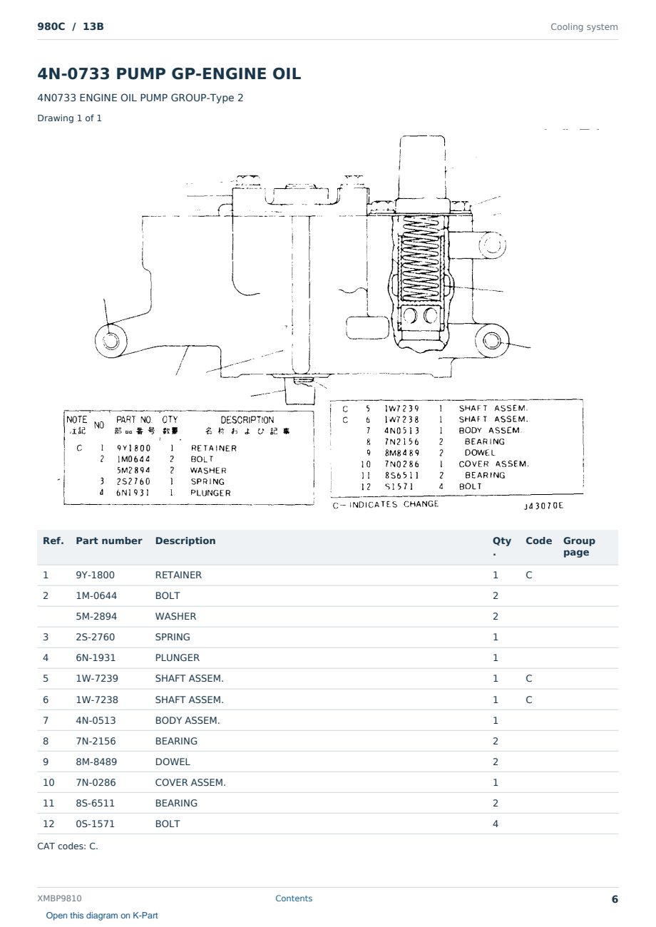 Caterpillar 980C S/N 13B Partsbook XMBP9810 (English) - sample page 6 of 10 Caterpillar 980C S/N 13B Partsbook XMBP9810 (English) - sample page 6 of 10