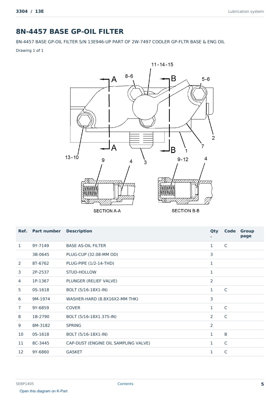 Caterpillar 3304 S/N 13E Partsbook SEBP1405 (English) - sample page 5 of 10 Caterpillar 3304 S/N 13E Partsbook SEBP1405 (English) - sample page 5 of 10