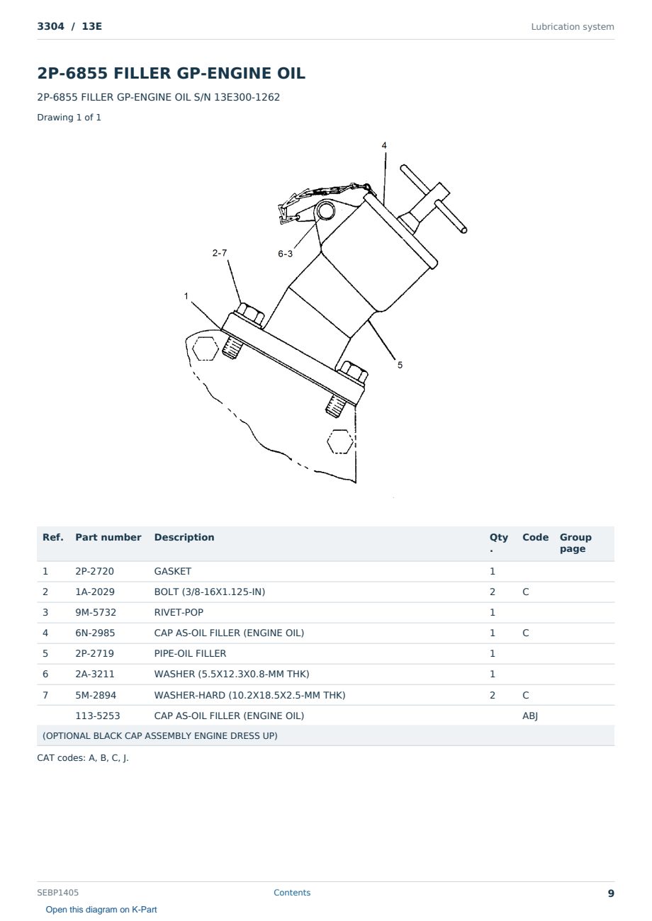 Caterpillar 3304 S/N 13E Partsbook SEBP1405 (English) - sample page 9 of 10 Caterpillar 3304 S/N 13E Partsbook SEBP1405 (English) - sample page 9 of 10