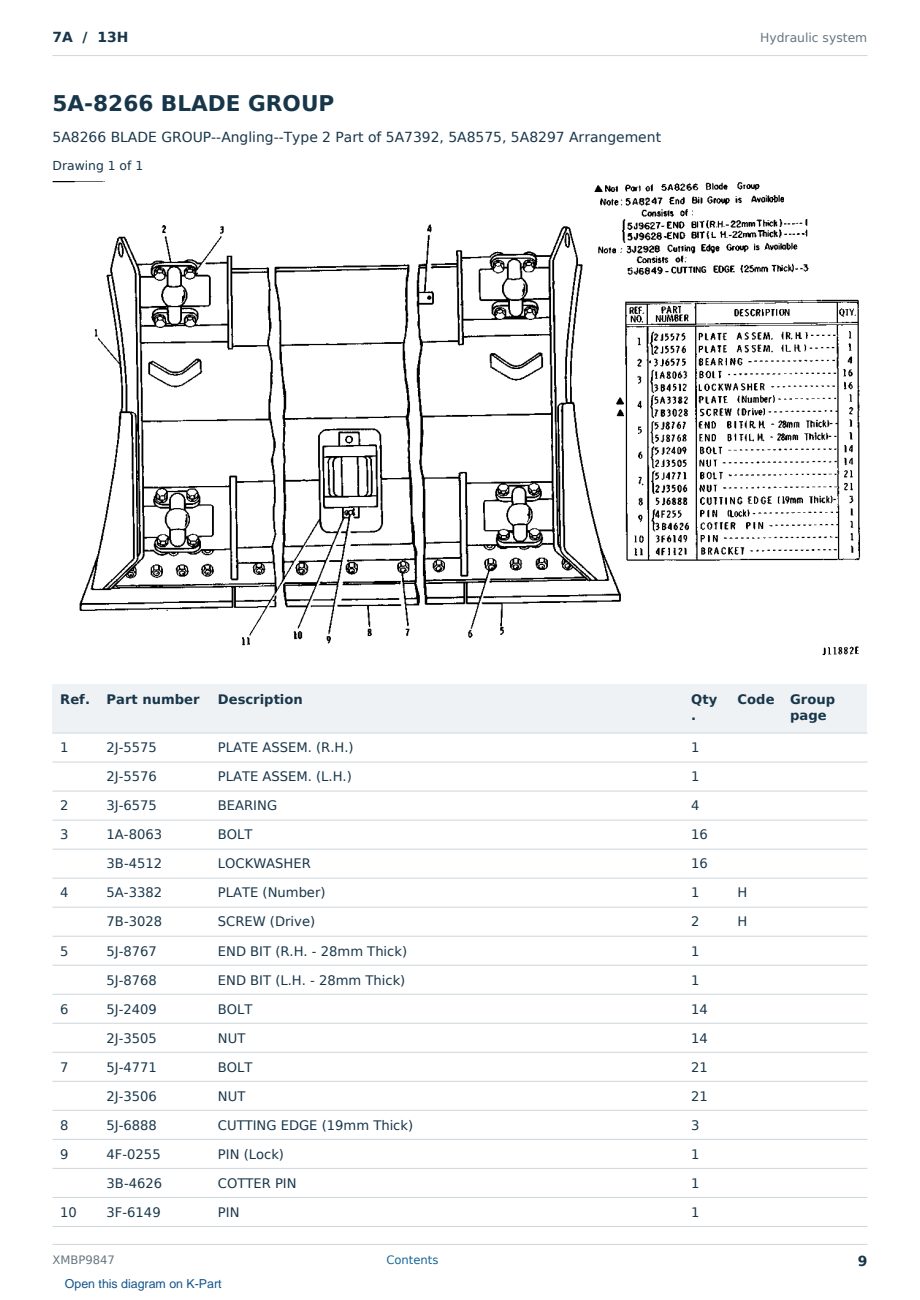 Caterpillar 7A S/N 13H Partsbook XMBP9847 (English) - sample page 9 of 10 Caterpillar 7A S/N 13H Partsbook XMBP9847 (English) - sample page 9 of 10