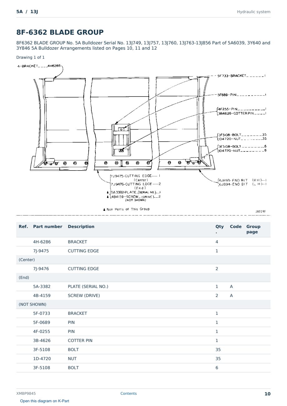 Caterpillar 5A S/N 13J Partsbook XMBP9845 (English) - sample page 10 of 10 Caterpillar 5A S/N 13J Partsbook XMBP9845 (English) - sample page 10 of 10