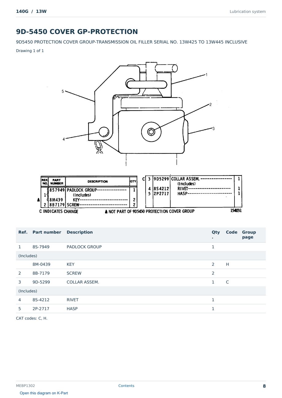 Caterpillar 140G S/N 13W Partsbook MEBP1302 (English) - sample page 8 of 10 Caterpillar 140G S/N 13W Partsbook MEBP1302 (English) - sample page 8 of 10