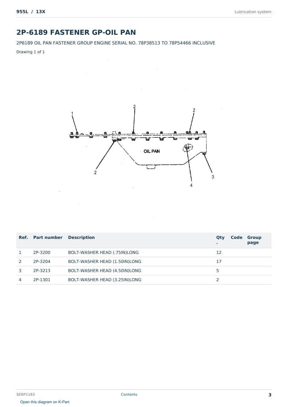 Caterpillar 955L S/N 13X Partsbook SEBP1183 (English) - sample page 3 of 10 Caterpillar 955L S/N 13X Partsbook SEBP1183 (English) - sample page 3 of 10