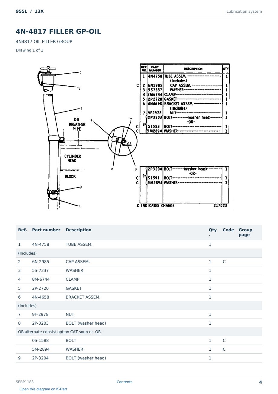 Caterpillar 955L S/N 13X Partsbook SEBP1183 (English) - sample page 4 of 10 Caterpillar 955L S/N 13X Partsbook SEBP1183 (English) - sample page 4 of 10