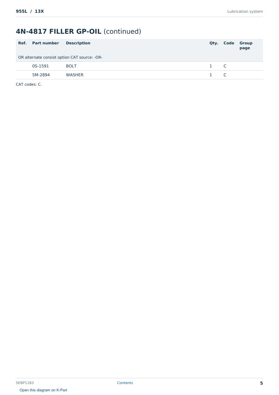 Caterpillar 955L S/N 13X Partsbook SEBP1183 (English) - sample page 5 of 10 Caterpillar 955L S/N 13X Partsbook SEBP1183 (English) - sample page 5 of 10