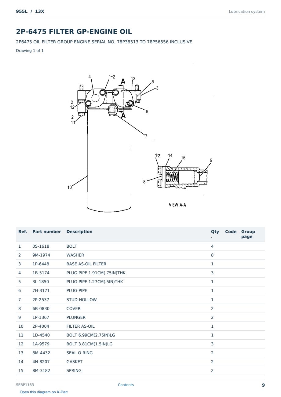 Caterpillar 955L S/N 13X Partsbook SEBP1183 (English) - sample page 9 of 10 Caterpillar 955L S/N 13X Partsbook SEBP1183 (English) - sample page 9 of 10