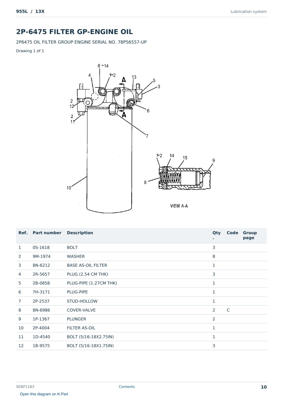 Caterpillar 955L S/N 13X Partsbook SEBP1183 (English) - sample page 10 of 10 Caterpillar 955L S/N 13X Partsbook SEBP1183 (English) - sample page 10 of 10