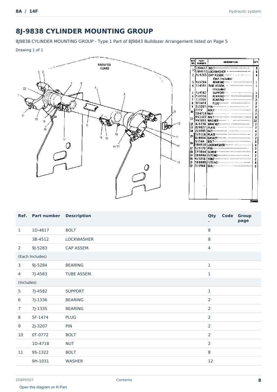 Caterpillar 8A S/N 14F Partsbook ZEBP0507 (English) - sample page 8 of 10 Caterpillar 8A S/N 14F Partsbook ZEBP0507 (English) - sample page 8 of 10