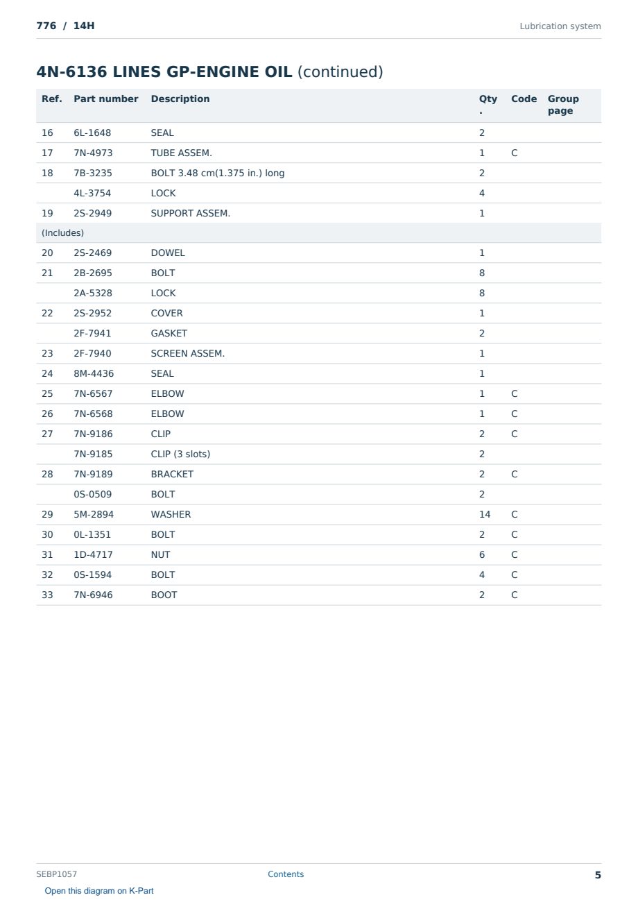 Caterpillar 776 S/N 14H Partsbook SEBP1057 (English) - sample page 5 of 10 Caterpillar 776 S/N 14H Partsbook SEBP1057 (English) - sample page 5 of 10