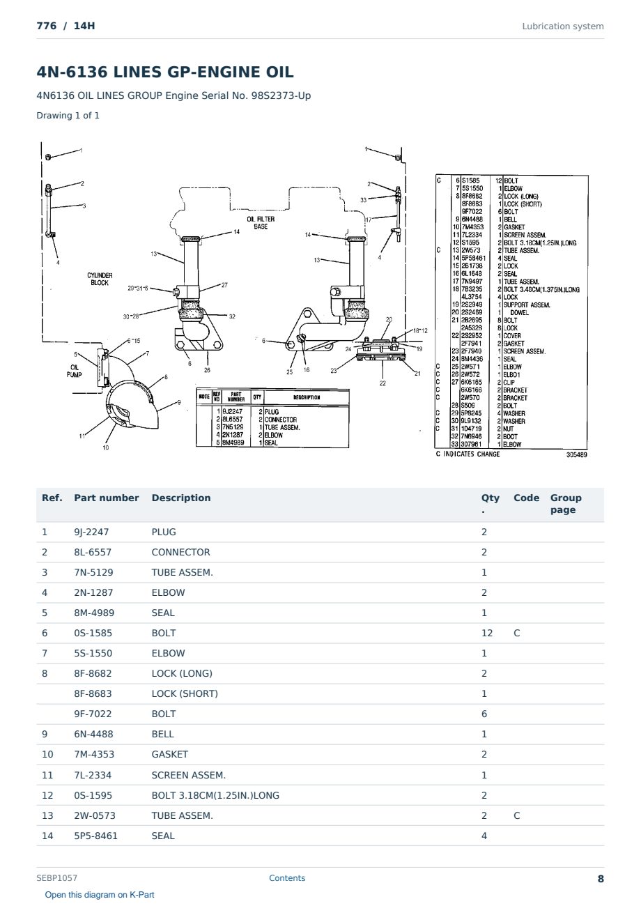 Caterpillar 776 S/N 14H Partsbook SEBP1057 (English) - sample page 8 of 10 Caterpillar 776 S/N 14H Partsbook SEBP1057 (English) - sample page 8 of 10