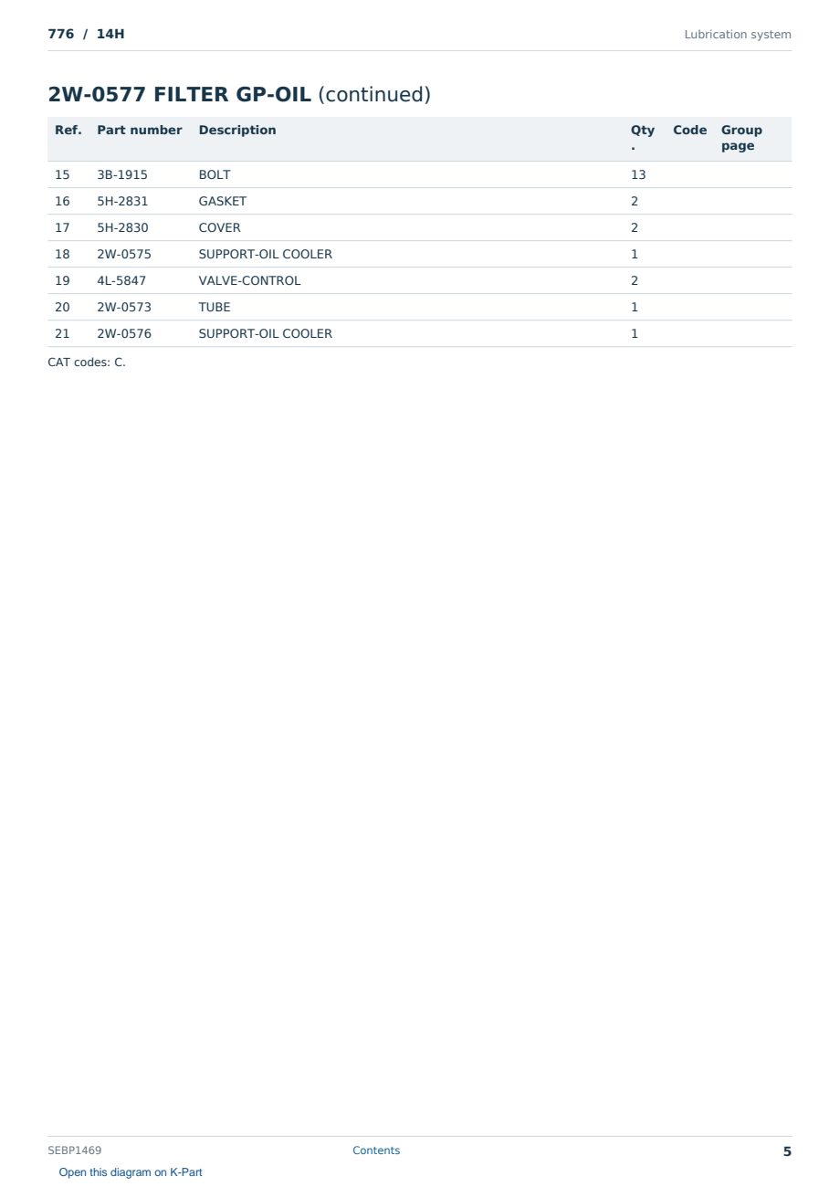 Caterpillar 776 S/N 14H Partsbook SEBP1469 (English) - sample page 5 of 10 Caterpillar 776 S/N 14H Partsbook SEBP1469 (English) - sample page 5 of 10