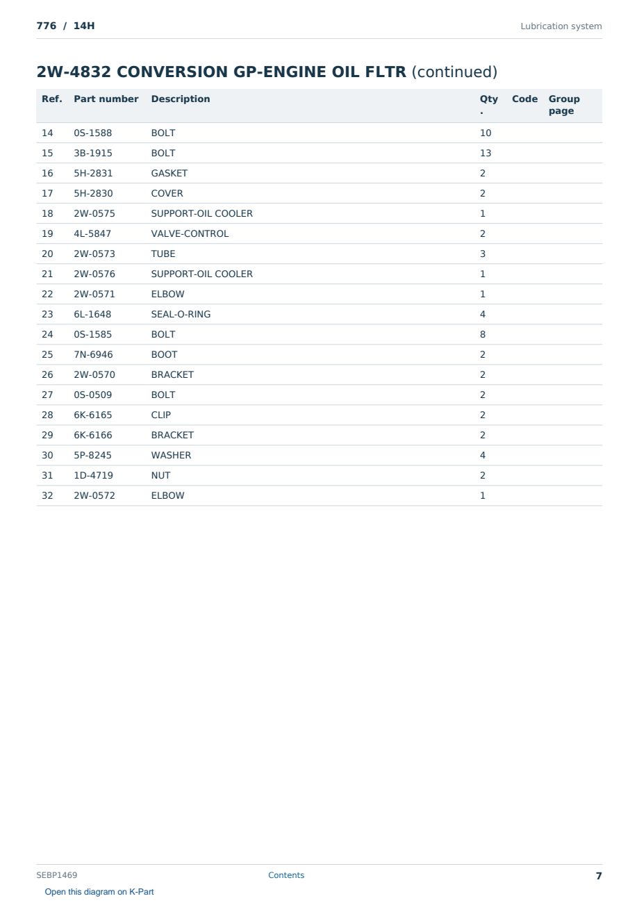 Caterpillar 776 S/N 14H Partsbook SEBP1469 (English) - sample page 7 of 10 Caterpillar 776 S/N 14H Partsbook SEBP1469 (English) - sample page 7 of 10
