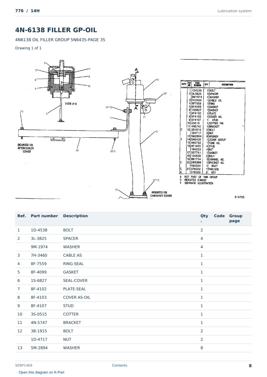 Caterpillar 776 S/N 14H Partsbook SEBP1469 (English) - sample page 8 of 10 Caterpillar 776 S/N 14H Partsbook SEBP1469 (English) - sample page 8 of 10