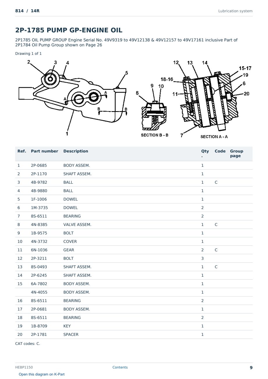Caterpillar 814 S/N 14R Partsbook HEBP1150 (English) - sample page 9 of 10 Caterpillar 814 S/N 14R Partsbook HEBP1150 (English) - sample page 9 of 10