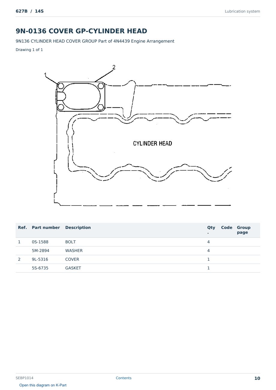 Caterpillar 627B S/N 14S Partsbook SEBP1014 (English) - sample page 10 of 10 Caterpillar 627B S/N 14S Partsbook SEBP1014 (English) - sample page 10 of 10