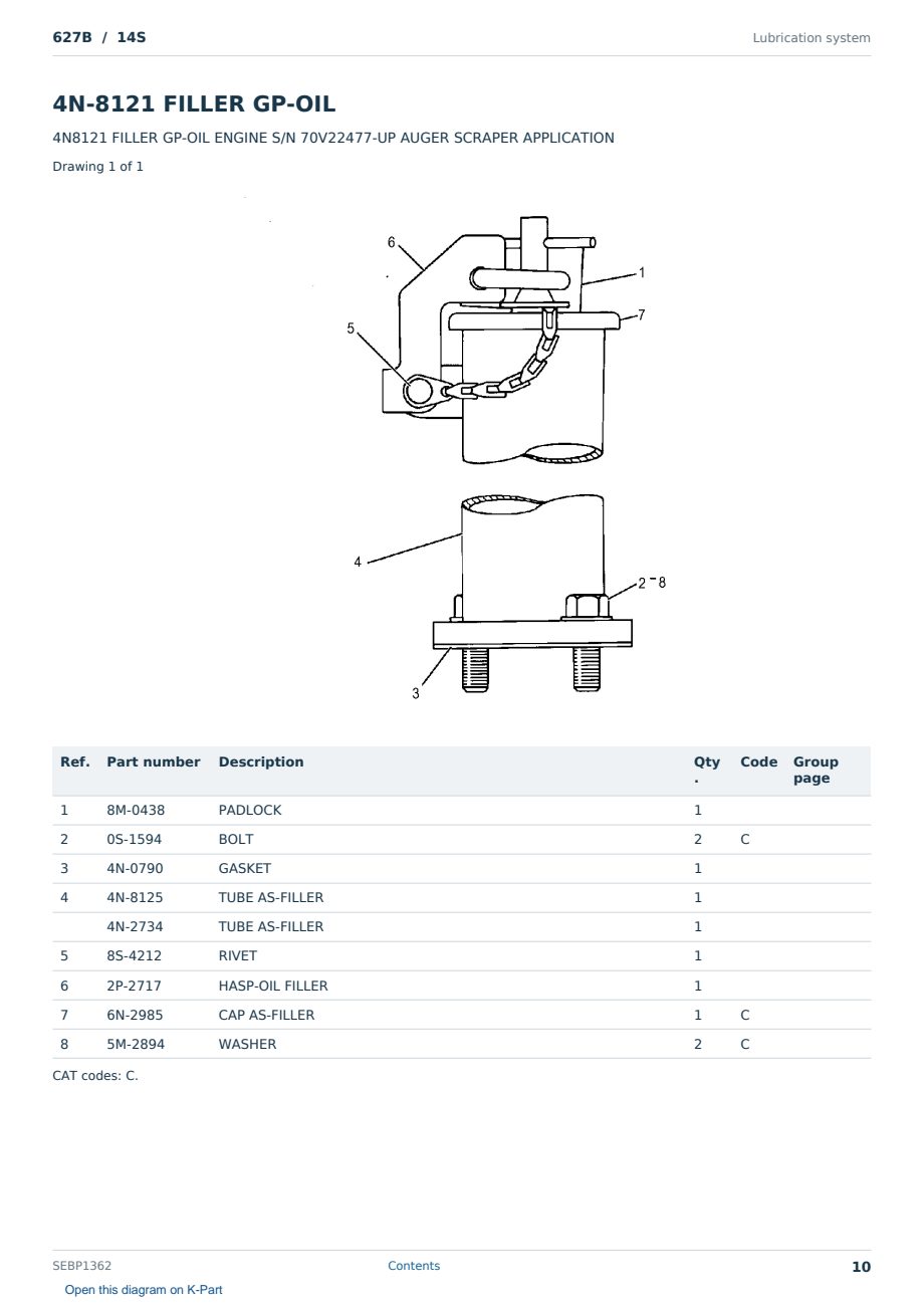 Caterpillar 627B S/N 14S Partsbook SEBP1362 (English) - sample page 10 of 10 Caterpillar 627B S/N 14S Partsbook SEBP1362 (English) - sample page 10 of 10