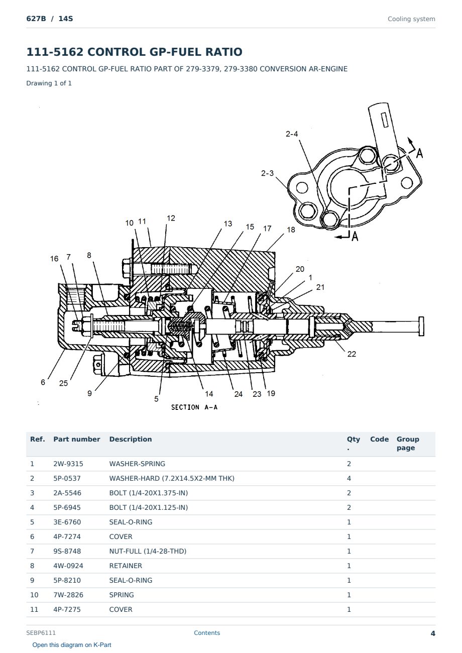 Caterpillar 627B S/N 14S Partsbook SEBP6111 (English) - sample page 4 of 10 Caterpillar 627B S/N 14S Partsbook SEBP6111 (English) - sample page 4 of 10
