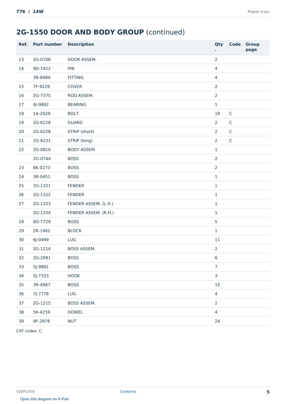 Caterpillar 776 S/N 14W Partsbook SEBP1059 (English) - sample page 5 of 10 Caterpillar 776 S/N 14W Partsbook SEBP1059 (English) - sample page 5 of 10