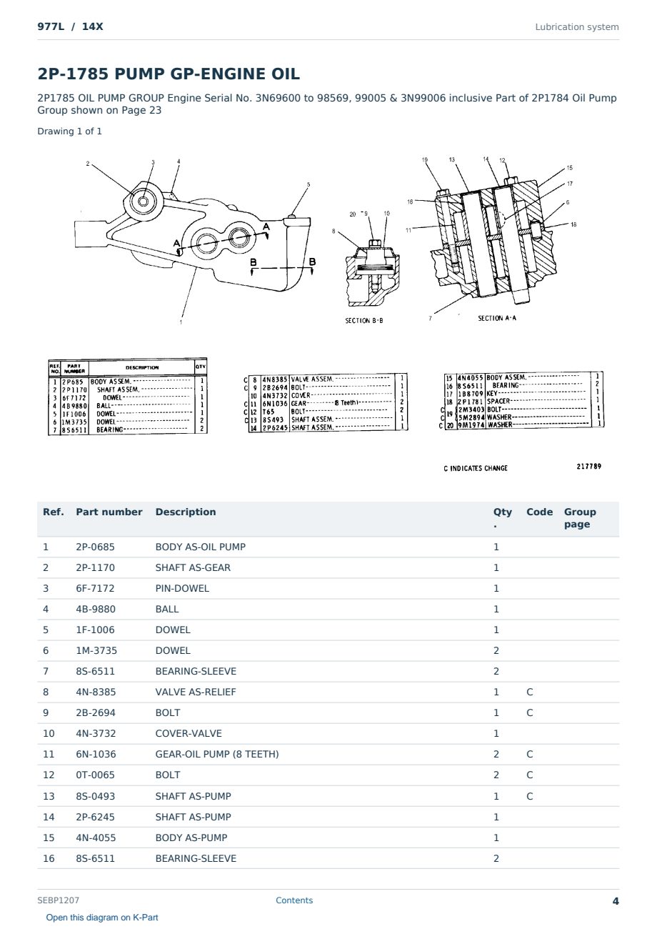 Caterpillar 977L S/N 14X Partsbook SEBP1207 (English) - sample page 4 of 10 Caterpillar 977L S/N 14X Partsbook SEBP1207 (English) - sample page 4 of 10