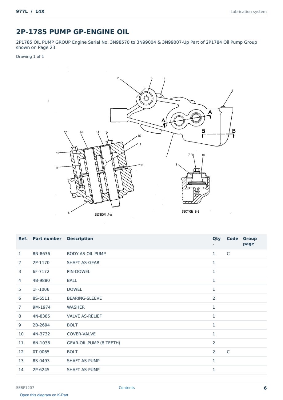 Caterpillar 977L S/N 14X Partsbook SEBP1207 (English) - sample page 6 of 10 Caterpillar 977L S/N 14X Partsbook SEBP1207 (English) - sample page 6 of 10