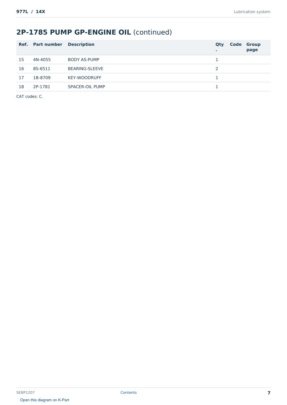 Caterpillar 977L S/N 14X Partsbook SEBP1207 (English) - sample page 7 of 10 Caterpillar 977L S/N 14X Partsbook SEBP1207 (English) - sample page 7 of 10