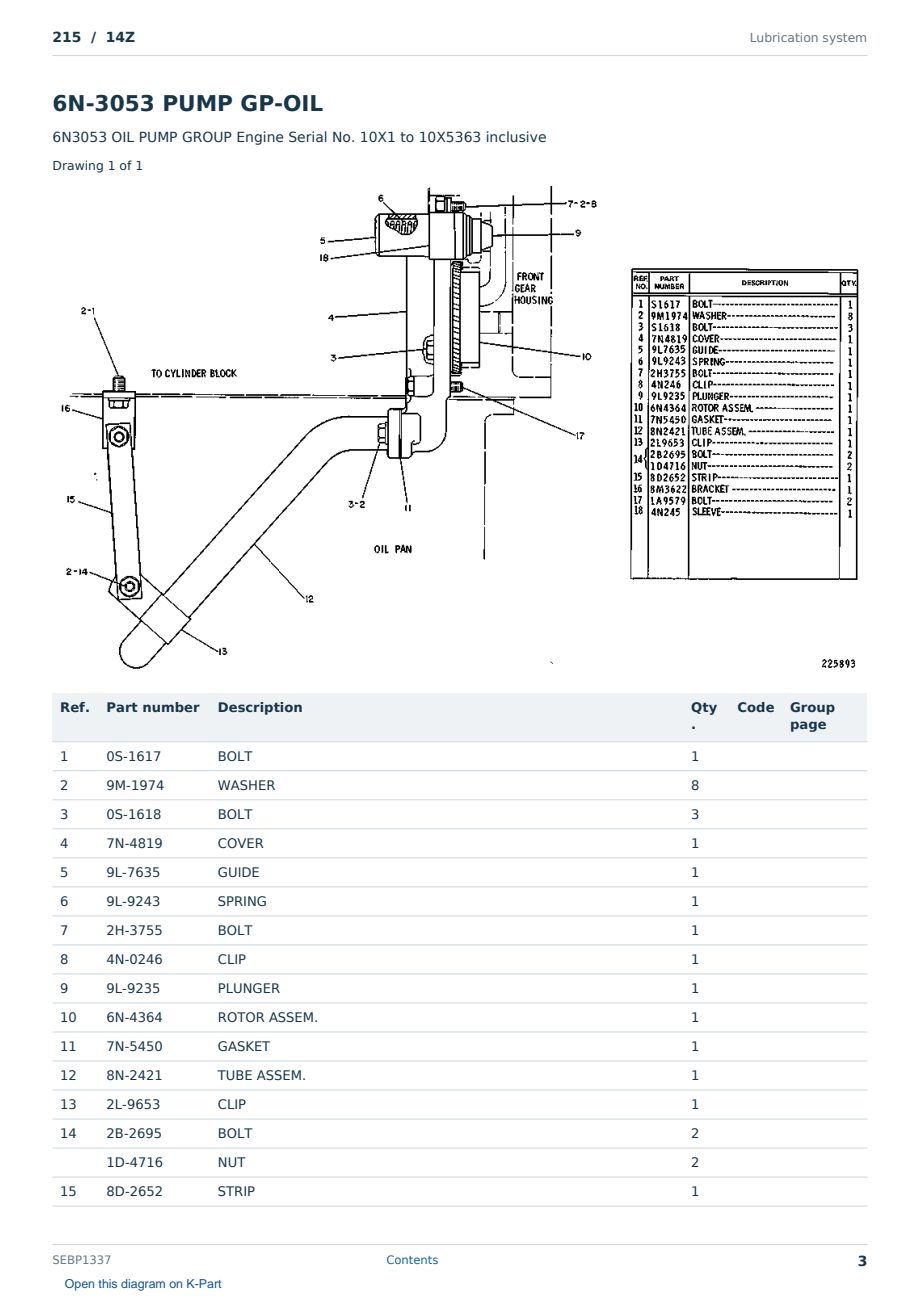 Caterpillar 215 S/N 14Z Partsbook SEBP1337 (English) - sample page 3 of 10 Caterpillar 215 S/N 14Z Partsbook SEBP1337 (English) - sample page 3 of 10