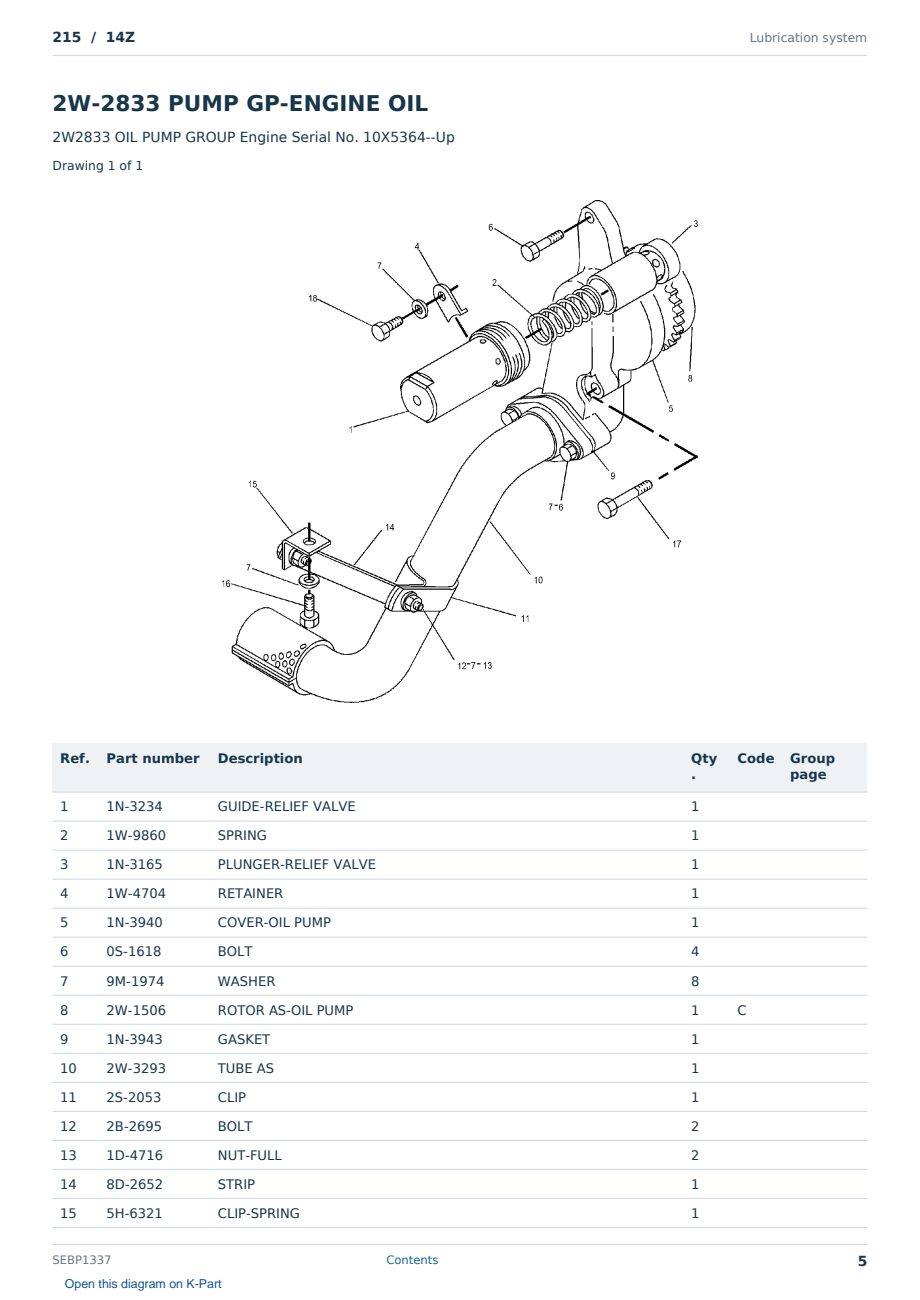 Caterpillar 215 S/N 14Z Partsbook SEBP1337 (English) - sample page 5 of 10 Caterpillar 215 S/N 14Z Partsbook SEBP1337 (English) - sample page 5 of 10