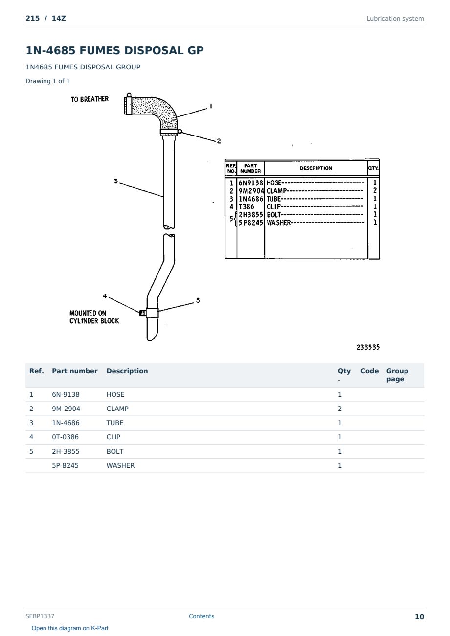 Caterpillar 215 S/N 14Z Partsbook SEBP1337 (English) - sample page 10 of 10 Caterpillar 215 S/N 14Z Partsbook SEBP1337 (English) - sample page 10 of 10