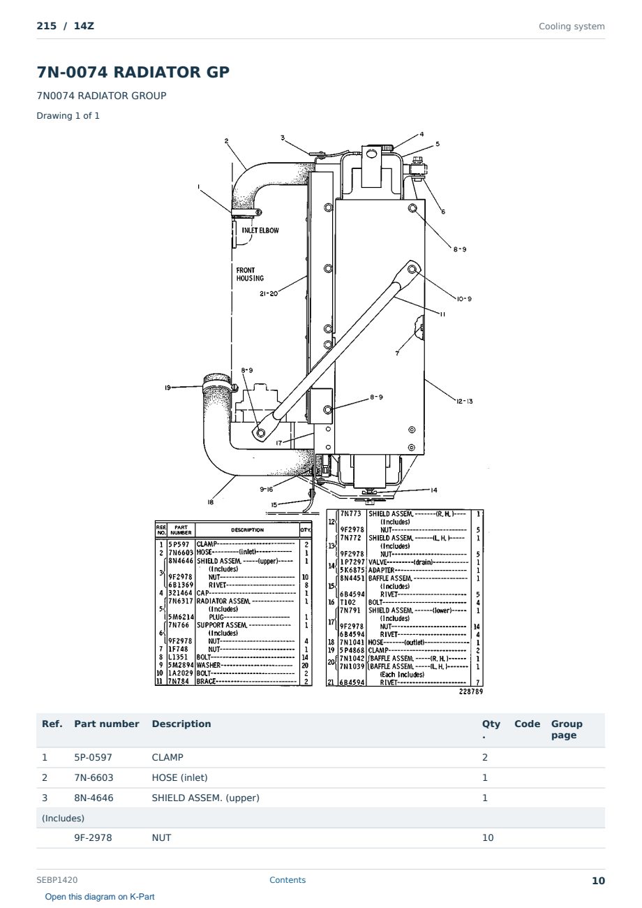 Caterpillar 215 S/N 14Z Partsbook SEBP1420 (English) - sample page 10 of 10 Caterpillar 215 S/N 14Z Partsbook SEBP1420 (English) - sample page 10 of 10