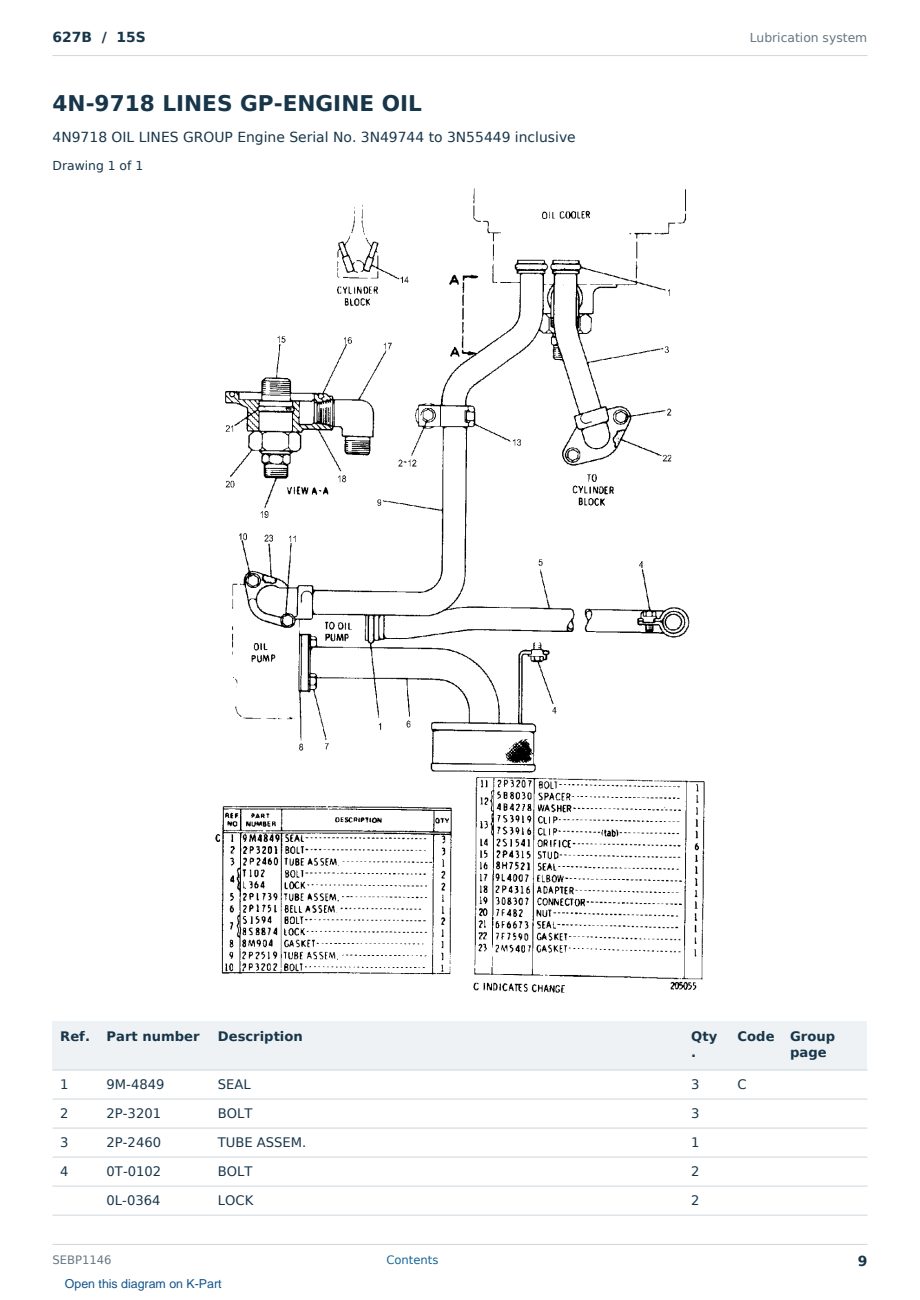 Caterpillar 627B S/N 15S Partsbook SEBP1146 (English) - sample page 9 of 10 Caterpillar 627B S/N 15S Partsbook SEBP1146 (English) - sample page 9 of 10