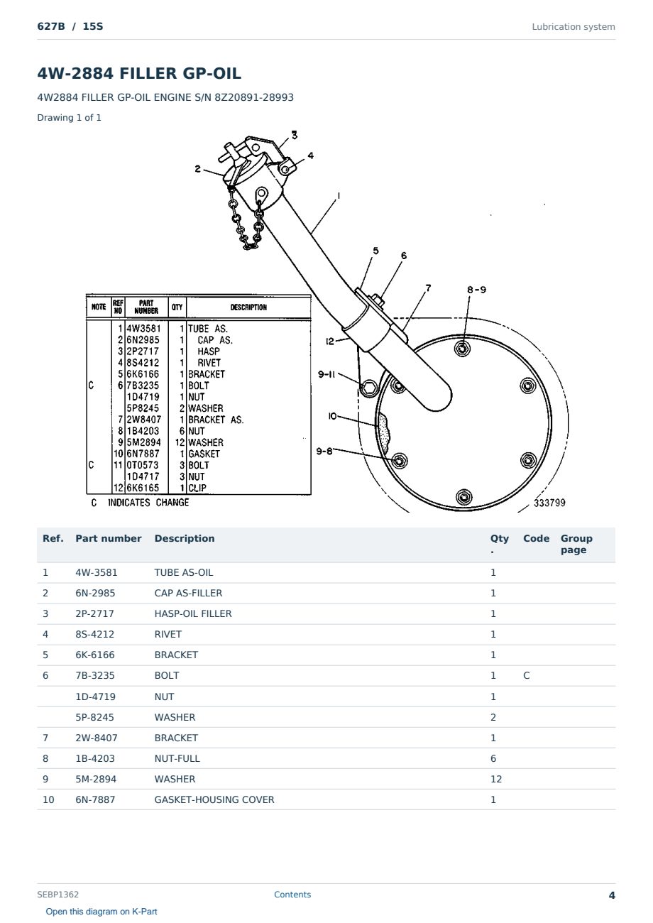 Caterpillar 627B S/N 15S Partsbook SEBP1362 (English) - sample page 4 of 10 Caterpillar 627B S/N 15S Partsbook SEBP1362 (English) - sample page 4 of 10