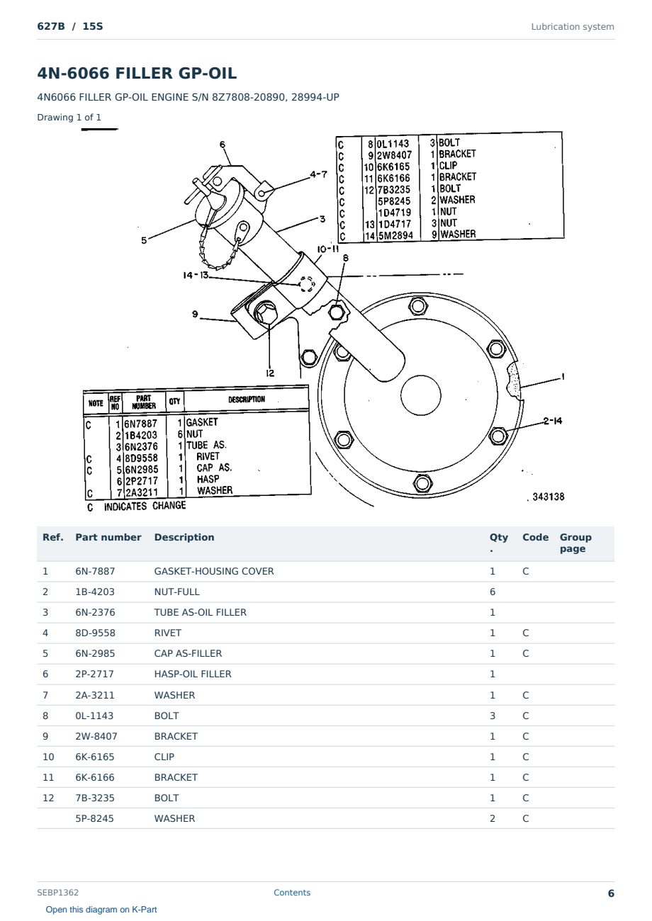 Caterpillar 627B S/N 15S Partsbook SEBP1362 (English) - sample page 6 of 10 Caterpillar 627B S/N 15S Partsbook SEBP1362 (English) - sample page 6 of 10