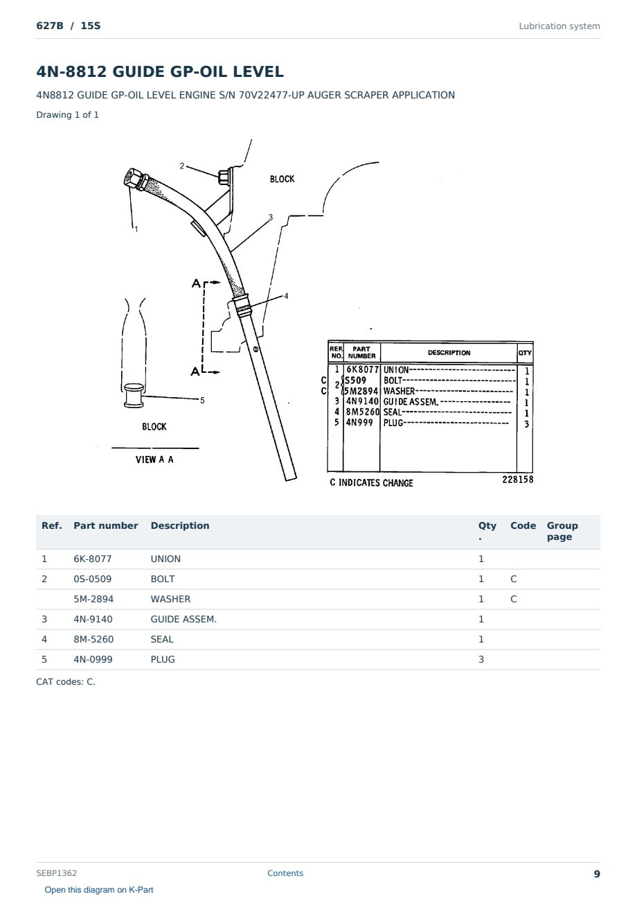 Caterpillar 627B S/N 15S Partsbook SEBP1362 (English) - sample page 9 of 10 Caterpillar 627B S/N 15S Partsbook SEBP1362 (English) - sample page 9 of 10