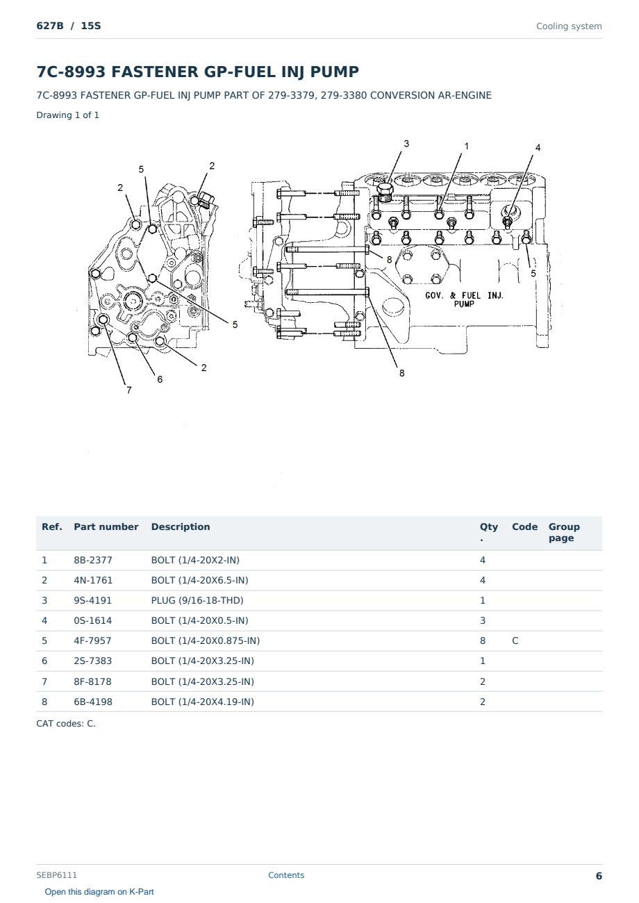 Caterpillar 627B S/N 15S Partsbook SEBP6111 (English) - sample page 6 of 10 Caterpillar 627B S/N 15S Partsbook SEBP6111 (English) - sample page 6 of 10