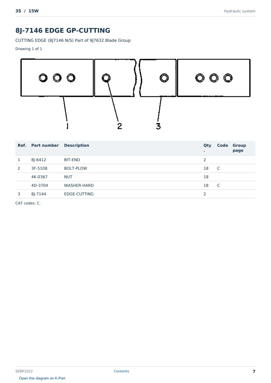 Caterpillar 3S S/N 15W Partsbook SEBP1022 (English) - sample page 7 of 10 Caterpillar 3S S/N 15W Partsbook SEBP1022 (English) - sample page 7 of 10