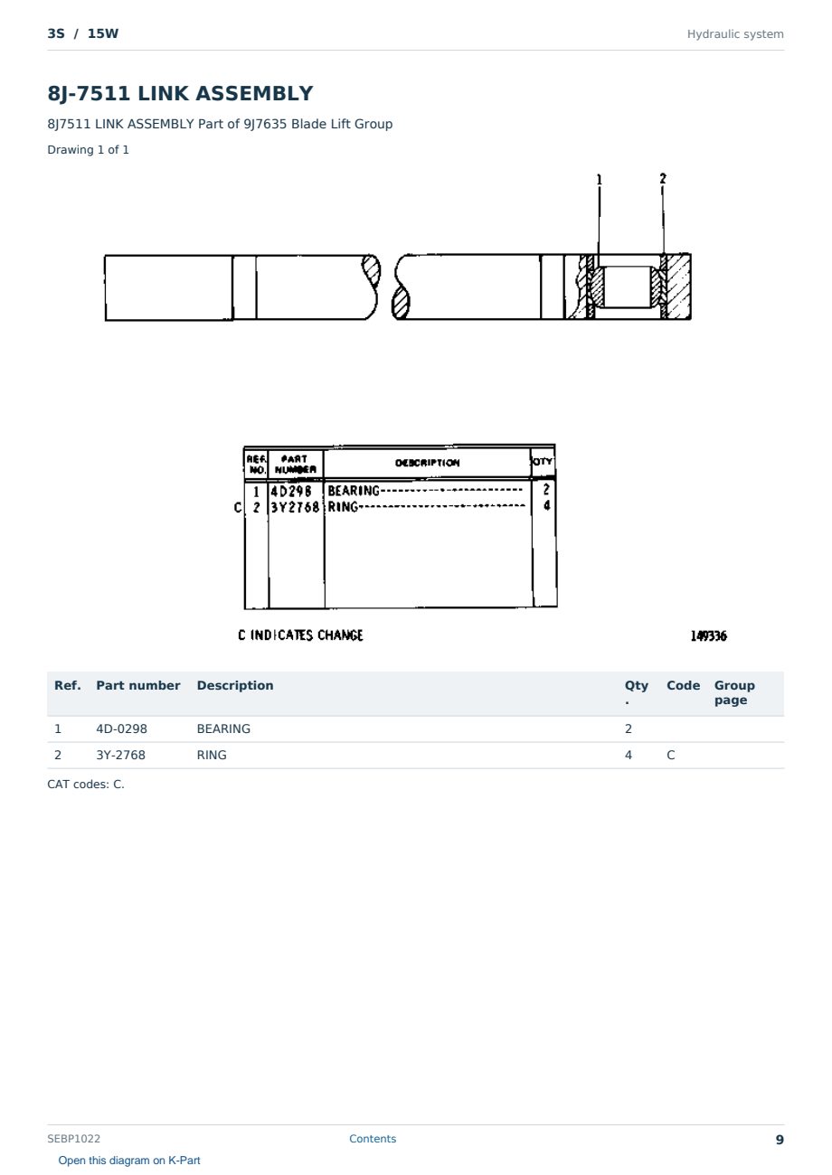 Caterpillar 3S S/N 15W Partsbook SEBP1022 (English) - sample page 9 of 10 Caterpillar 3S S/N 15W Partsbook SEBP1022 (English) - sample page 9 of 10