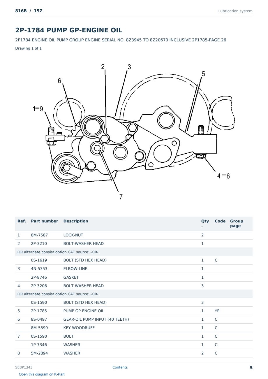 Caterpillar 816B S/N 15Z Partsbook SEBP1343 (English) - sample page 5 of 10 Caterpillar 816B S/N 15Z Partsbook SEBP1343 (English) - sample page 5 of 10