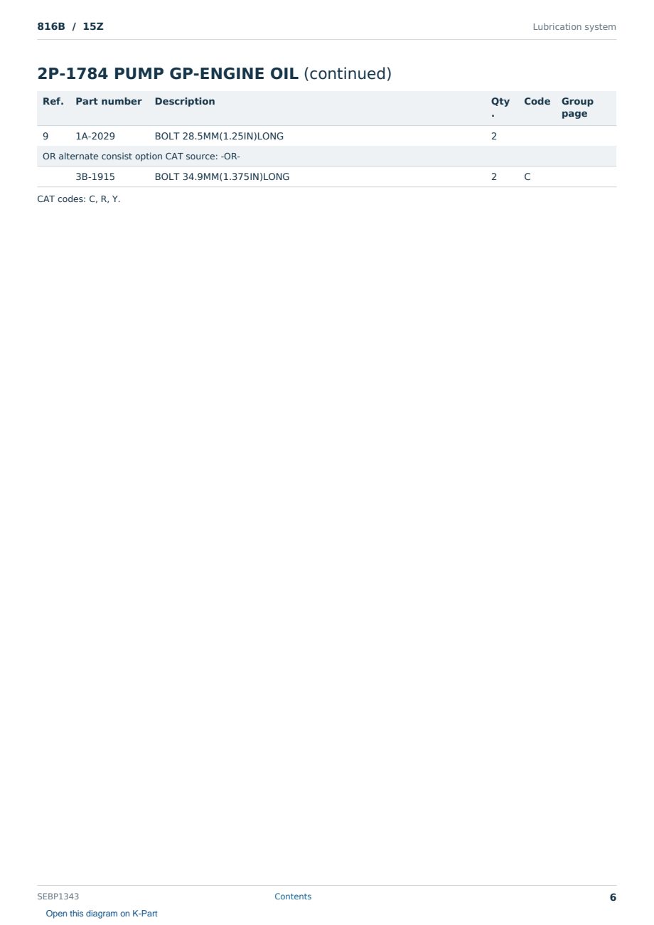 Caterpillar 816B S/N 15Z Partsbook SEBP1343 (English) - sample page 6 of 10 Caterpillar 816B S/N 15Z Partsbook SEBP1343 (English) - sample page 6 of 10