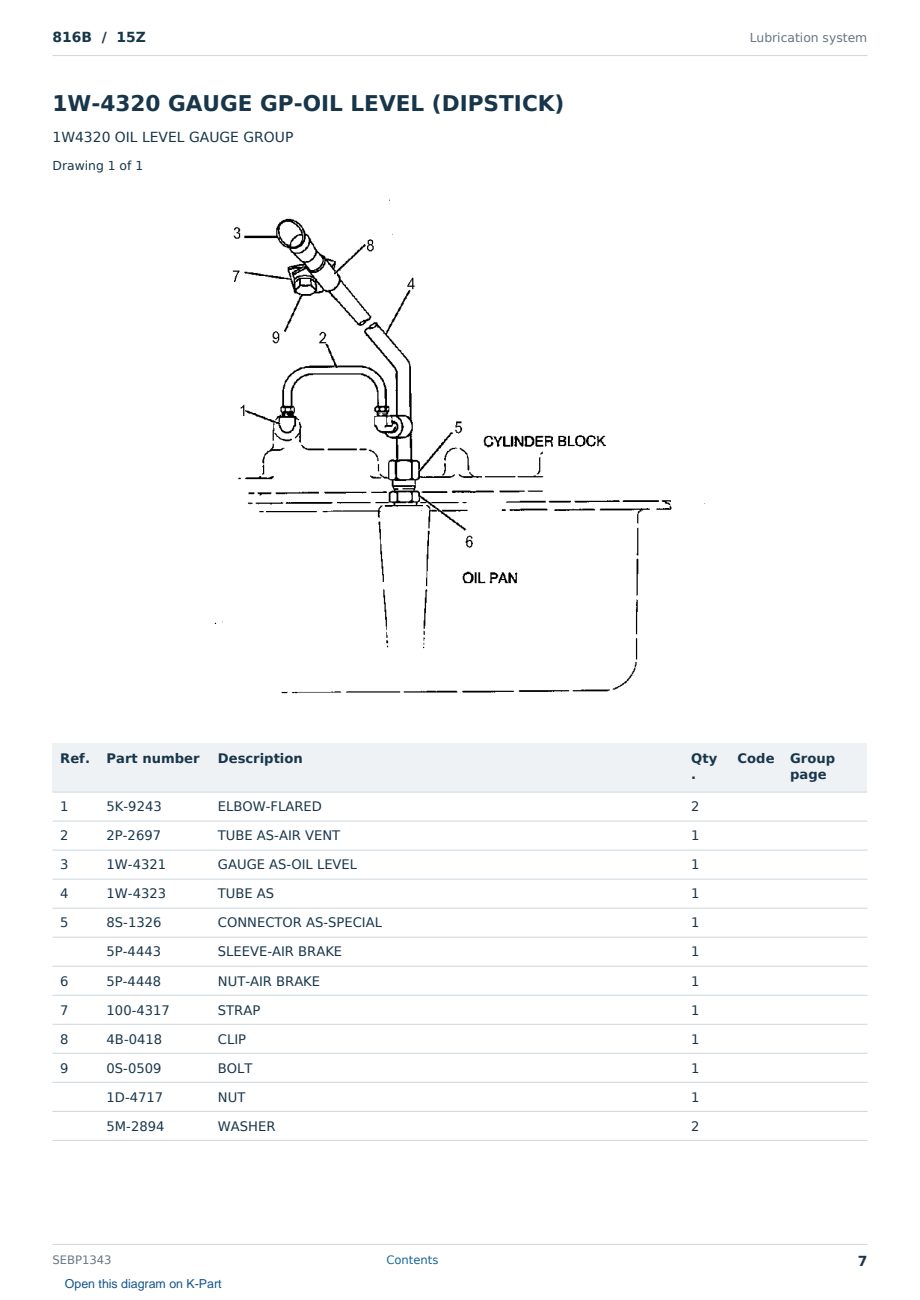 Caterpillar 816B S/N 15Z Partsbook SEBP1343 (English) - sample page 7 of 10 Caterpillar 816B S/N 15Z Partsbook SEBP1343 (English) - sample page 7 of 10