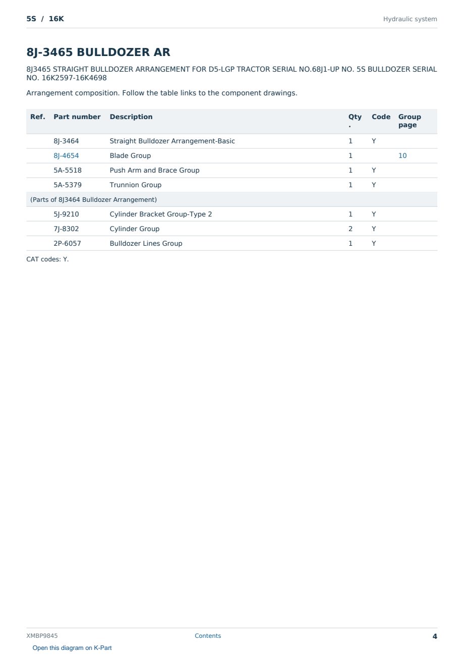 Caterpillar 5S S/N 16K Partsbook XMBP9845 (English) - sample page 4 of 10 Caterpillar 5S S/N 16K Partsbook XMBP9845 (English) - sample page 4 of 10