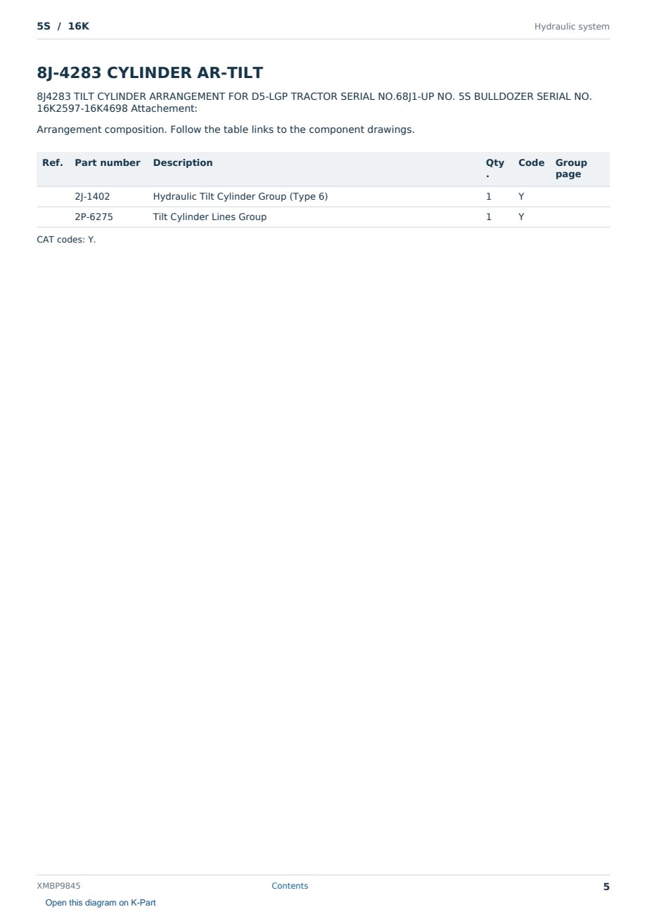 Caterpillar 5S S/N 16K Partsbook XMBP9845 (English) - sample page 5 of 10 Caterpillar 5S S/N 16K Partsbook XMBP9845 (English) - sample page 5 of 10