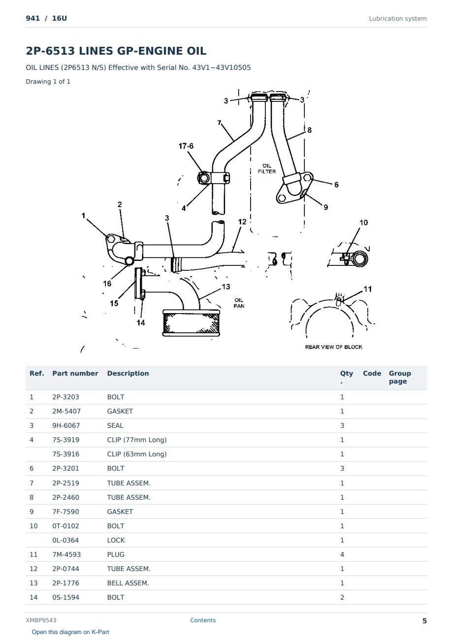 Caterpillar 941 S/N 16U Partsbook XMBP9543 (English) - sample page 5 of 10 Caterpillar 941 S/N 16U Partsbook XMBP9543 (English) - sample page 5 of 10