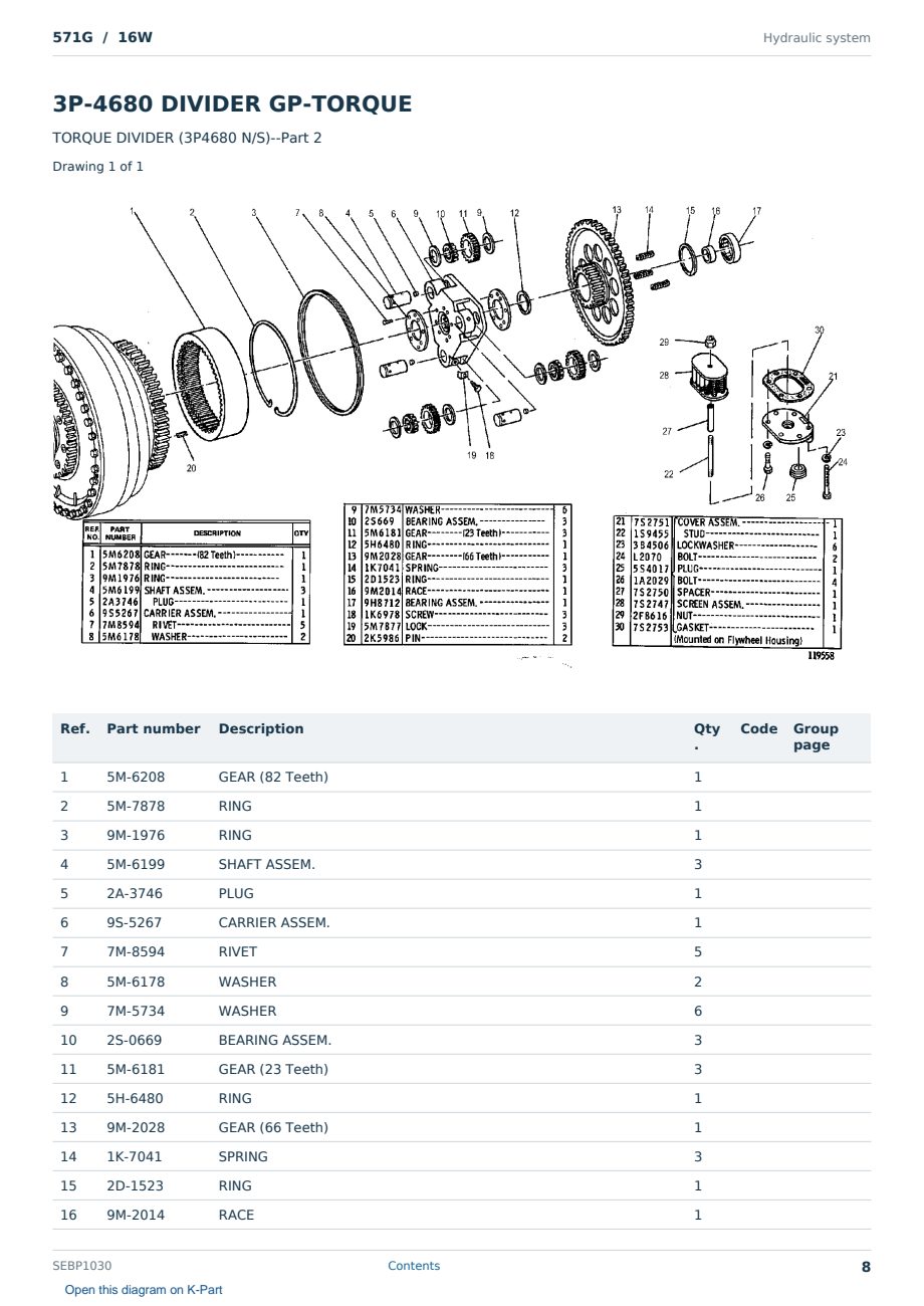 Caterpillar 571G S/N 16W Partsbook SEBP1030 (English) - sample page 8 of 10 Caterpillar 571G S/N 16W Partsbook SEBP1030 (English) - sample page 8 of 10