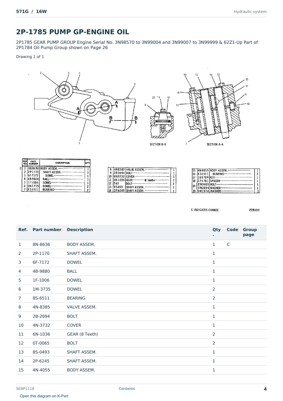 Caterpillar 571G S/N 16W Partsbook SEBP1118 (English) - sample page 4 of 10 Caterpillar 571G S/N 16W Partsbook SEBP1118 (English) - sample page 4 of 10