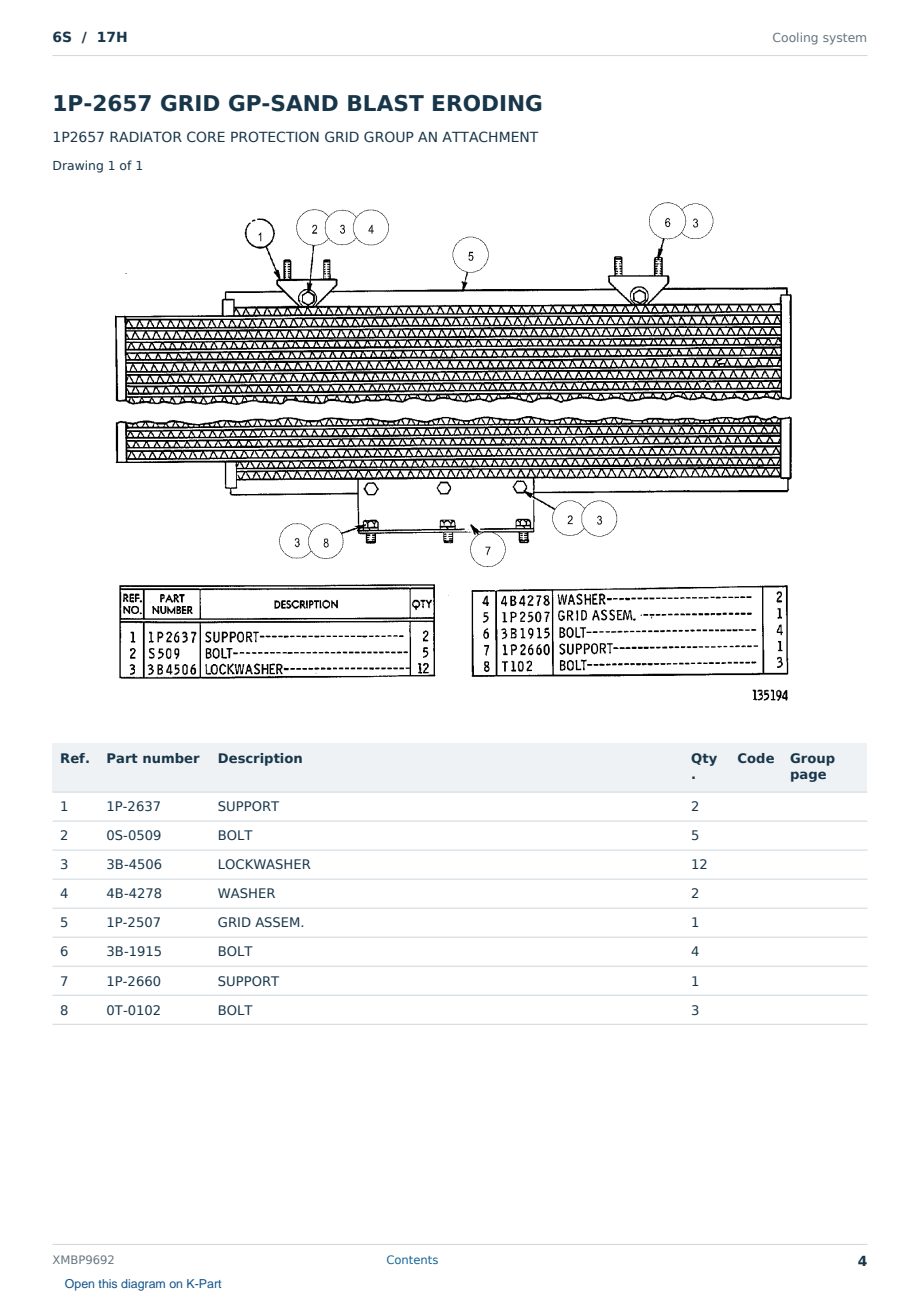 Caterpillar 6S S/N 17H Partsbook XMBP9692 (English) - sample page 4 of 10 Caterpillar 6S S/N 17H Partsbook XMBP9692 (English) - sample page 4 of 10