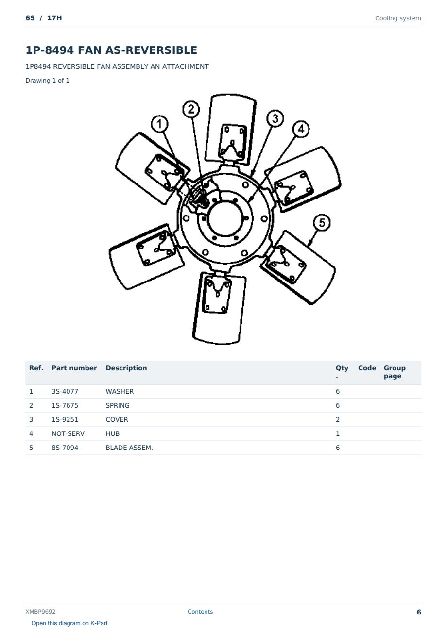 Caterpillar 6S S/N 17H Partsbook XMBP9692 (English) - sample page 6 of 10 Caterpillar 6S S/N 17H Partsbook XMBP9692 (English) - sample page 6 of 10