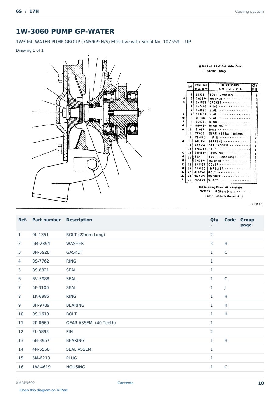 Caterpillar 6S S/N 17H Partsbook XMBP9692 (English) - sample page 10 of 10 Caterpillar 6S S/N 17H Partsbook XMBP9692 (English) - sample page 10 of 10